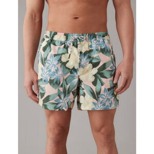 3/$20 American Eagle Men's Hawaiian Print Flex 5" Swim Shorts Trunks Sz Small S